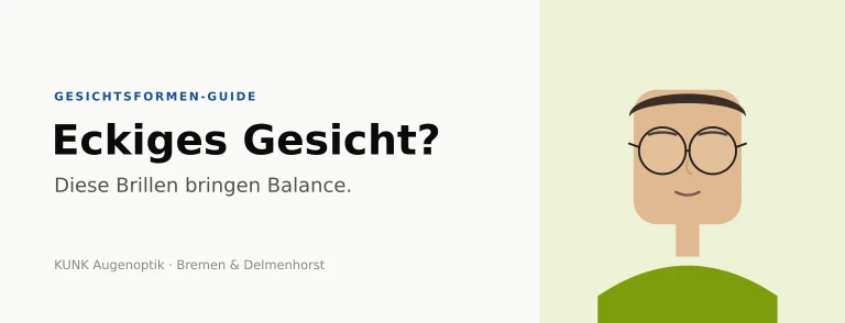 kantiges Porträt mit passender runder Brillenfassung von Lindberg + Titel