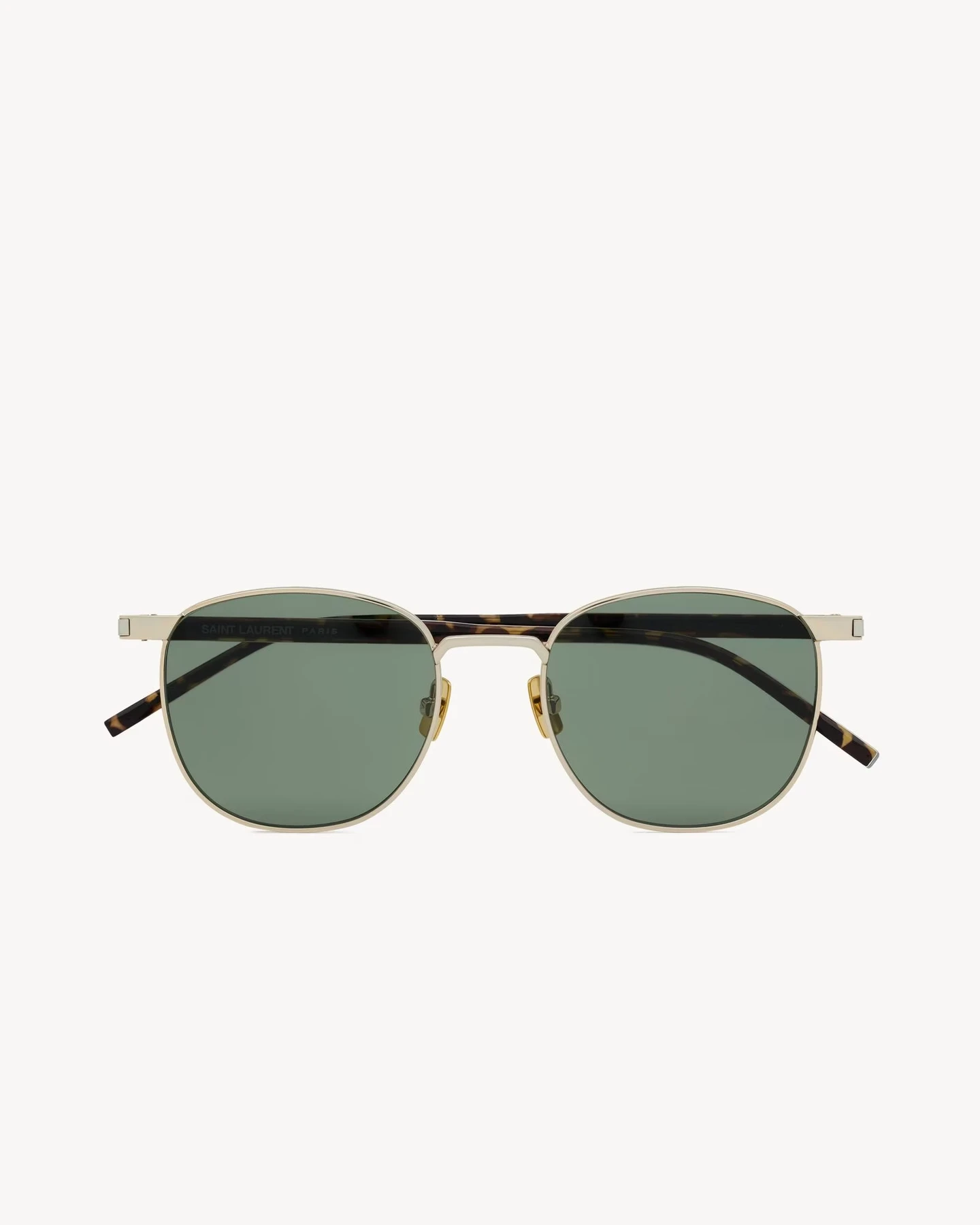 Frontalansicht Metall- und Acetatgestell mit grünen Gläsern Saint Laurent Sonnenbrillen Herren Damen SL 747 Brillen YSL