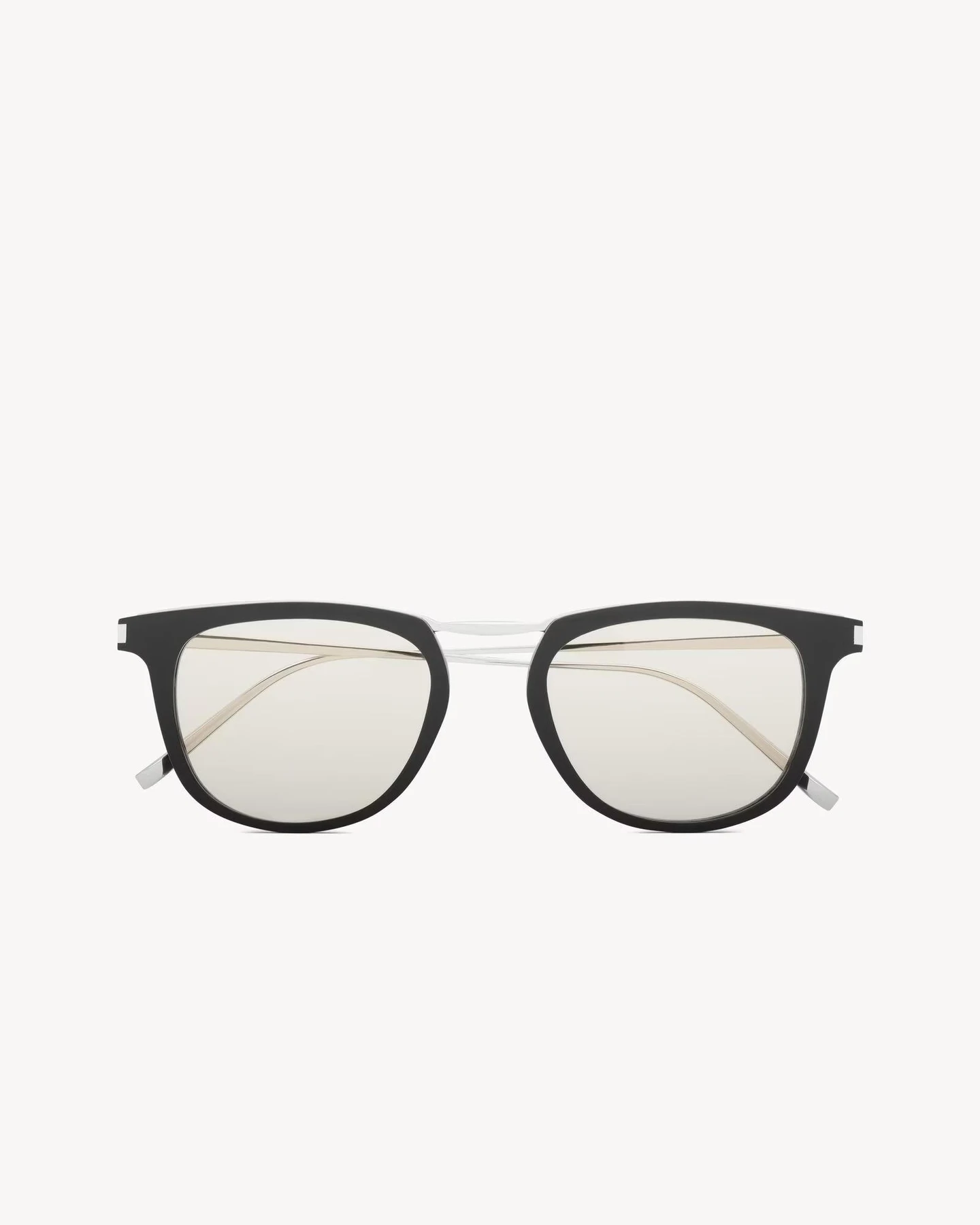 Frontalansicht Schwarze Korrektionsbrille Saint Laurent SL 753 Brille Herren auf weißem Hintergrund mit silbernem Steg