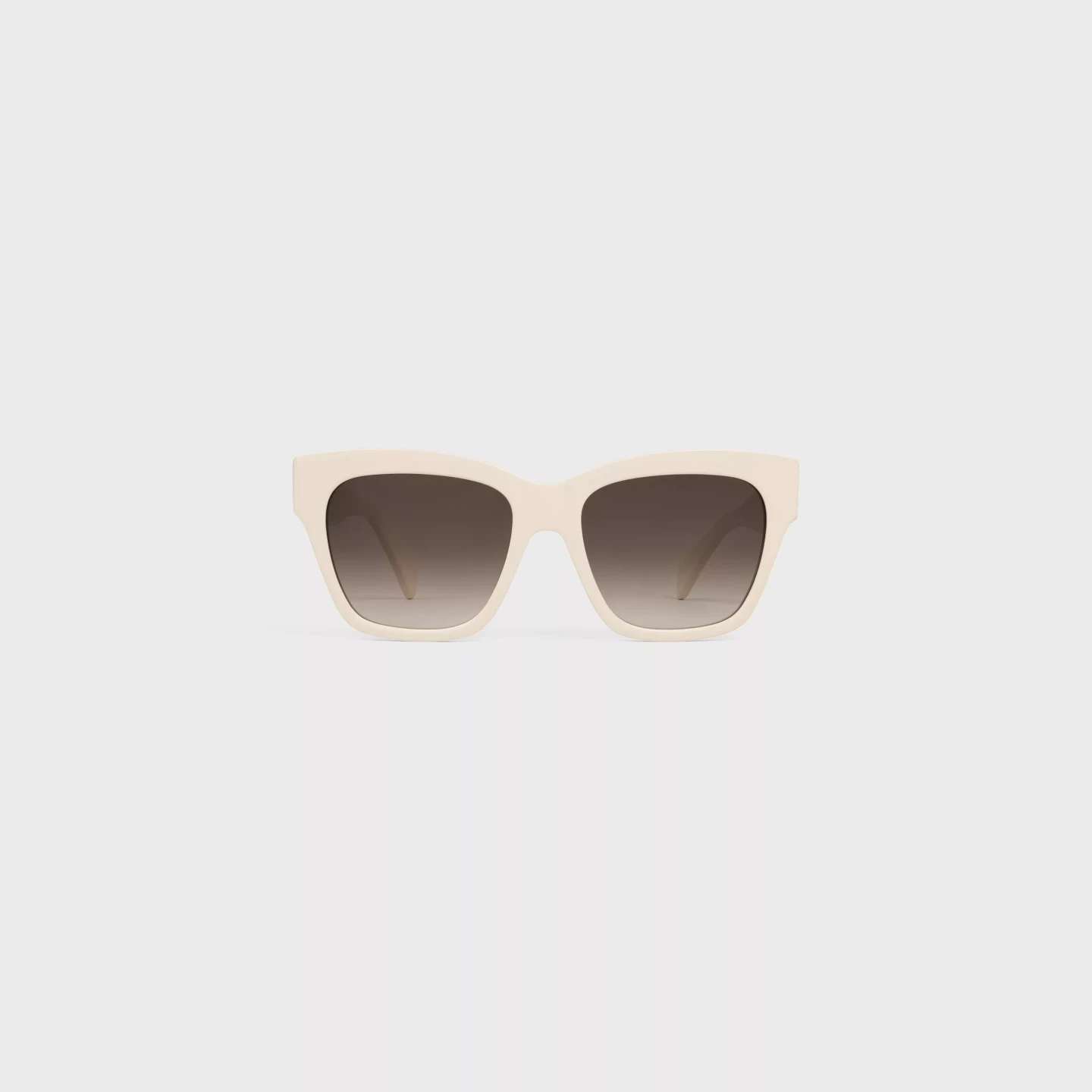Sonnenbrillen von Celine KUNK Neue Optik Celine Brillengestell Damen 01 AV 1 FW24 P1 W V2 jpg Frontal Ansicht einer weißen Damen Sonnenbrillen von Celine vor weißem Hintergrund mit goldenem Celine Logo. Celine Brillengestell Damen 01 AV 5 SS24 P2 W V2 bei KUNK neue Optik in Bremen und Delmenhorst